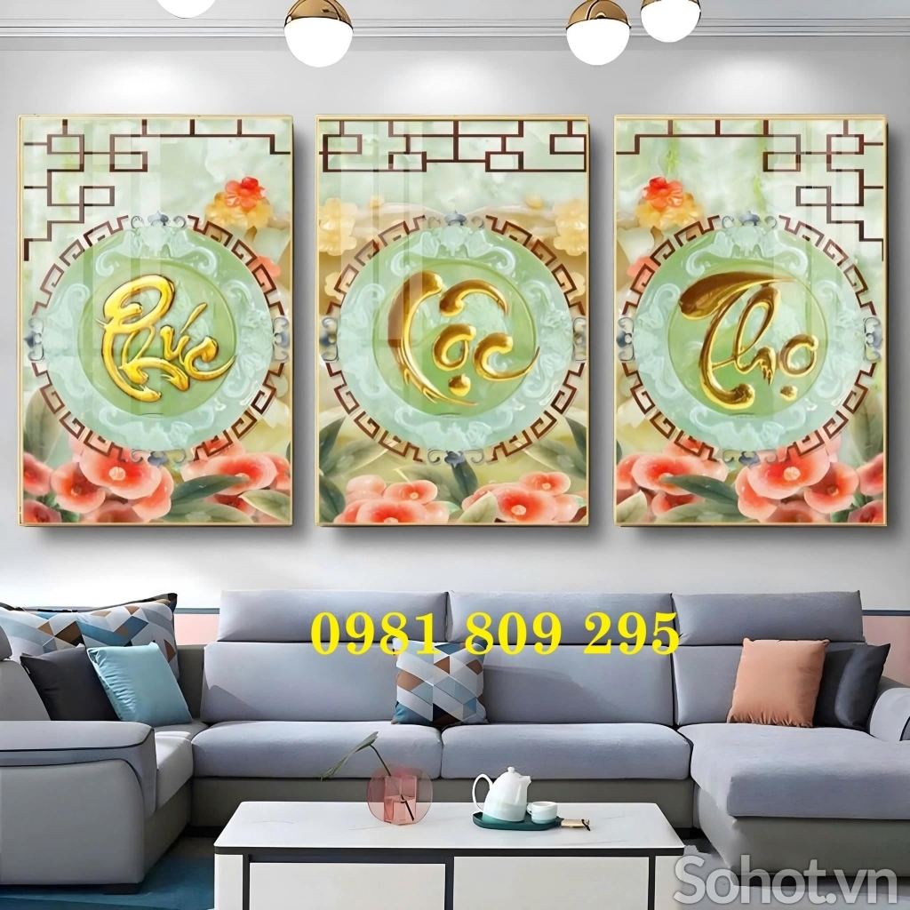 Gạch tranh chữ phúc lộc thọ