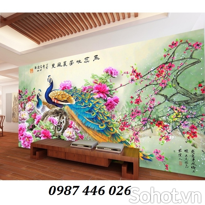 Tranh chim công- gạch tranh 3d HP9722