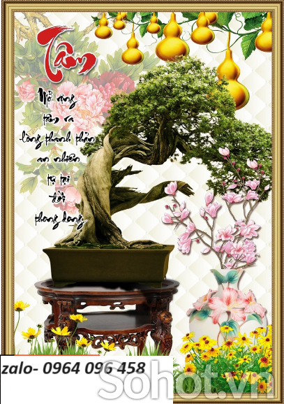 Tranh gạch 3d ốp tường cây bonsai - 67CVB