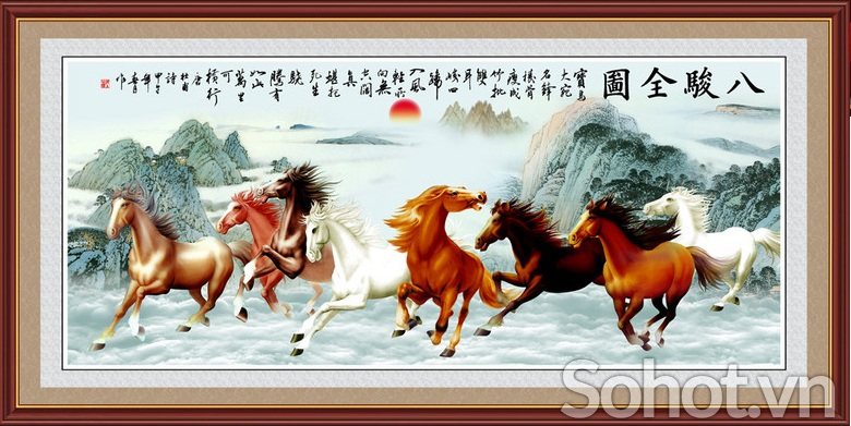 tranh ngựa phòng khách 3d