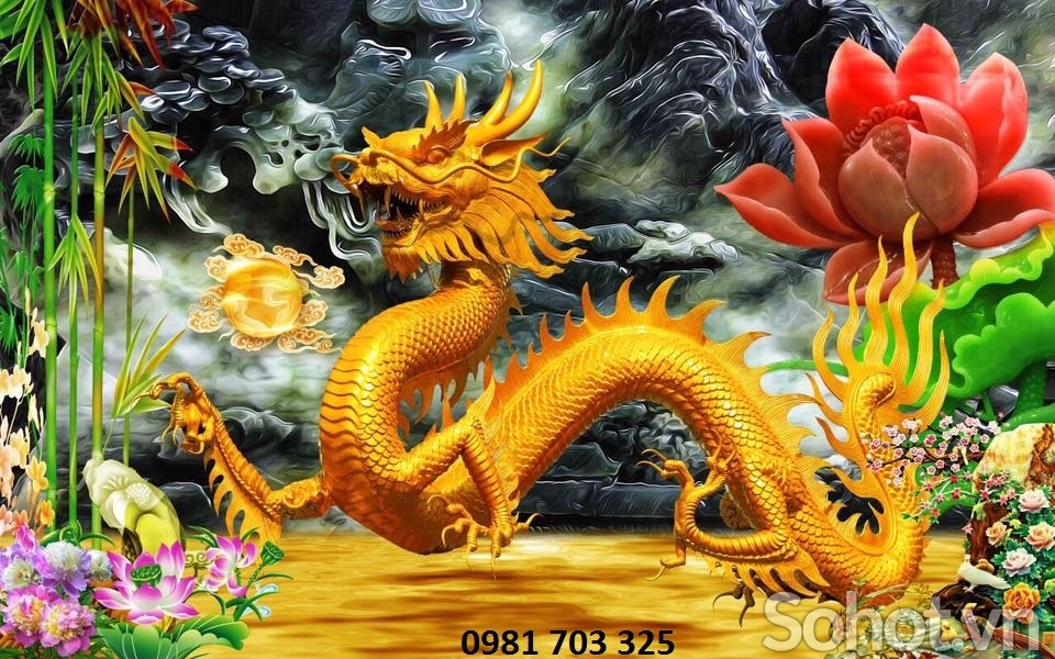 Gạch tranh phong thủy ốp tường- tranh rồng
