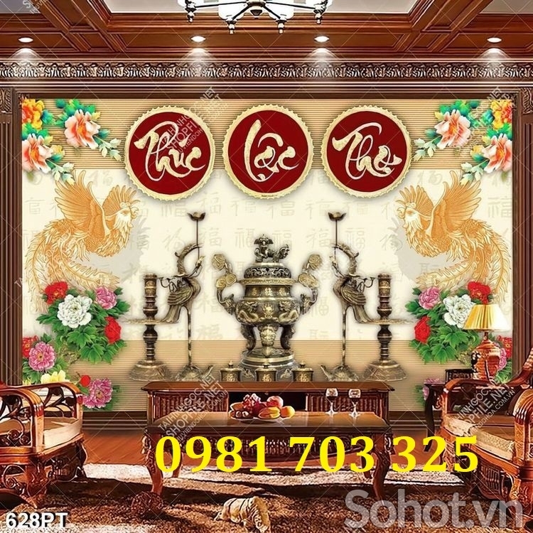 Tranh gạch 3D trang trí phòng thờ đẹp