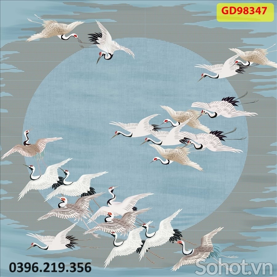 Tranh gạch hình tùng hạc 3D