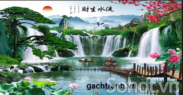 gạch tranh sơn thủy 3d