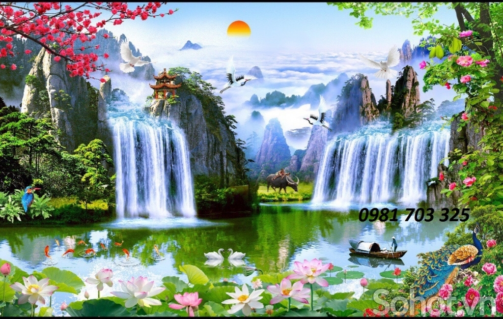 Tranh gạch phong cảnh thác nước