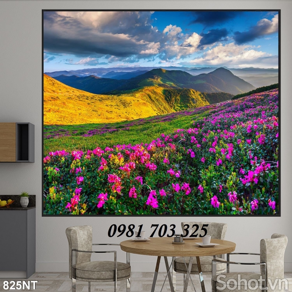 tranh gạch 3d phong cảnh vườn hoa