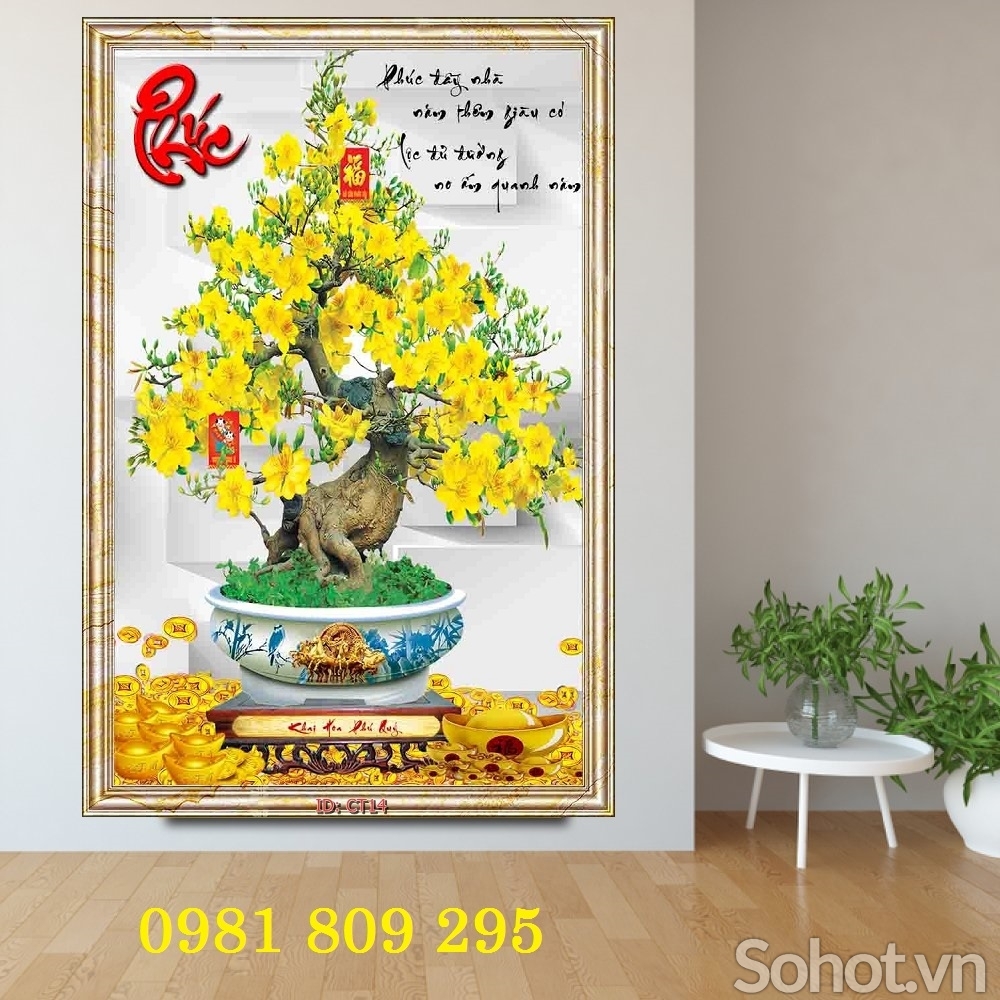 Gạch men ốp tường trang trí hoa mai vàng