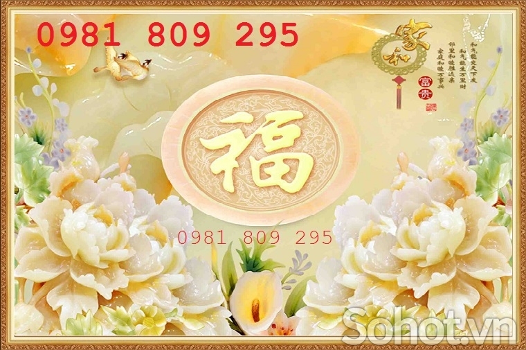 Mẫu tranh 3d hoa mẫu đơn , gạch tranh
