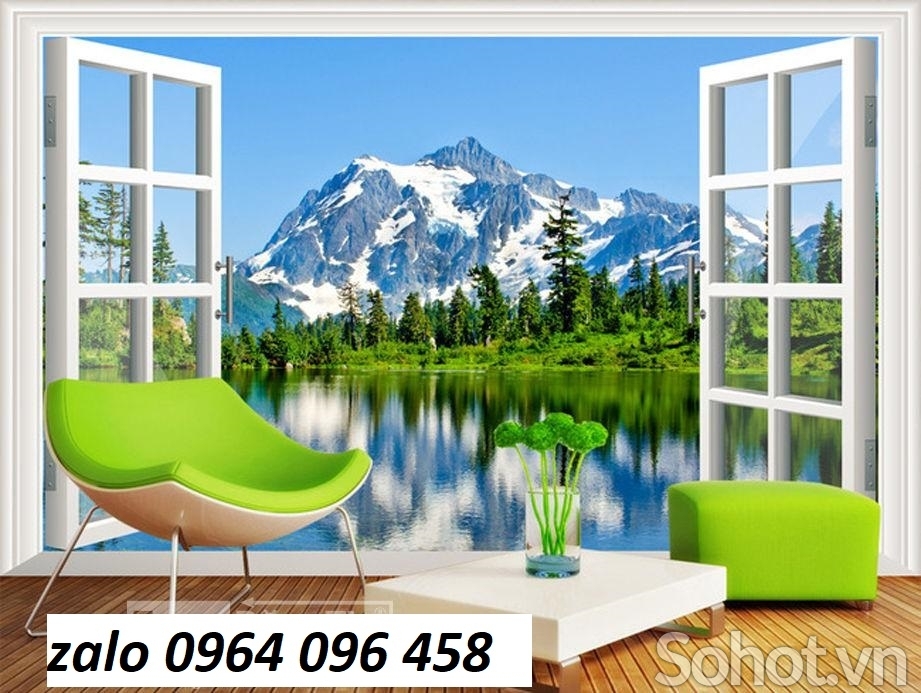 Tranh gạch ốp tường cửa sổ 3d - HCN43