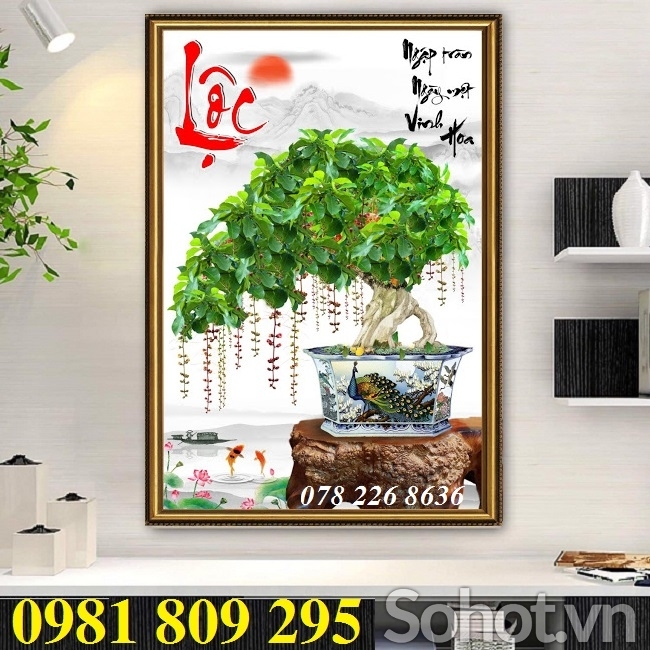 Tranh gạch 3d cây bonsai - tranh gạch ốp tường