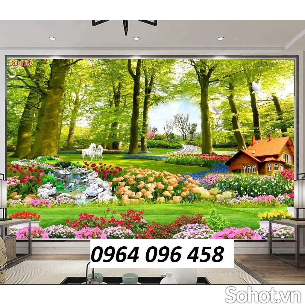 Tranh gạch phong cảnh rừng cây 3d - SXVC633