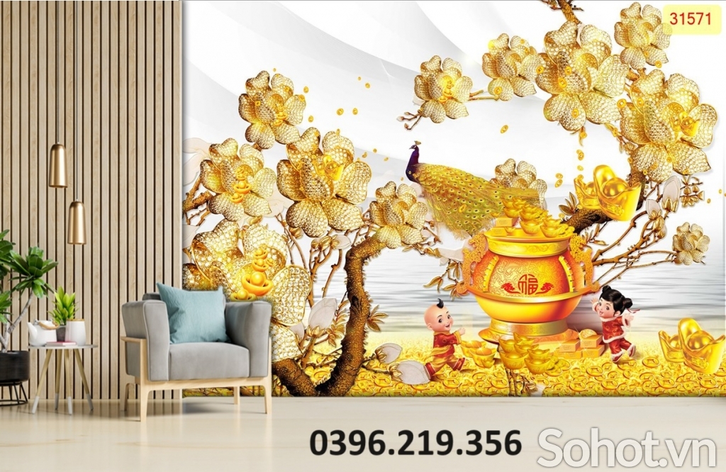 Gạch tranh đẹp 3D tài lộc