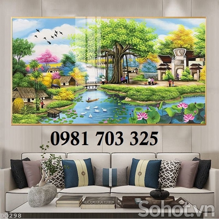Tranh gạch 3D phong cảnh làng quê