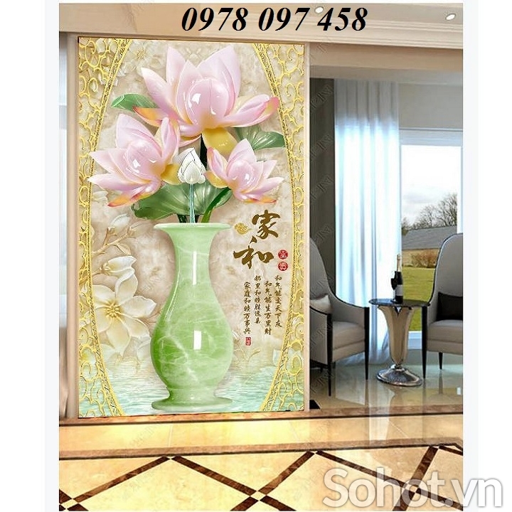 Tranh gạch 3D - tranh bình hoa
