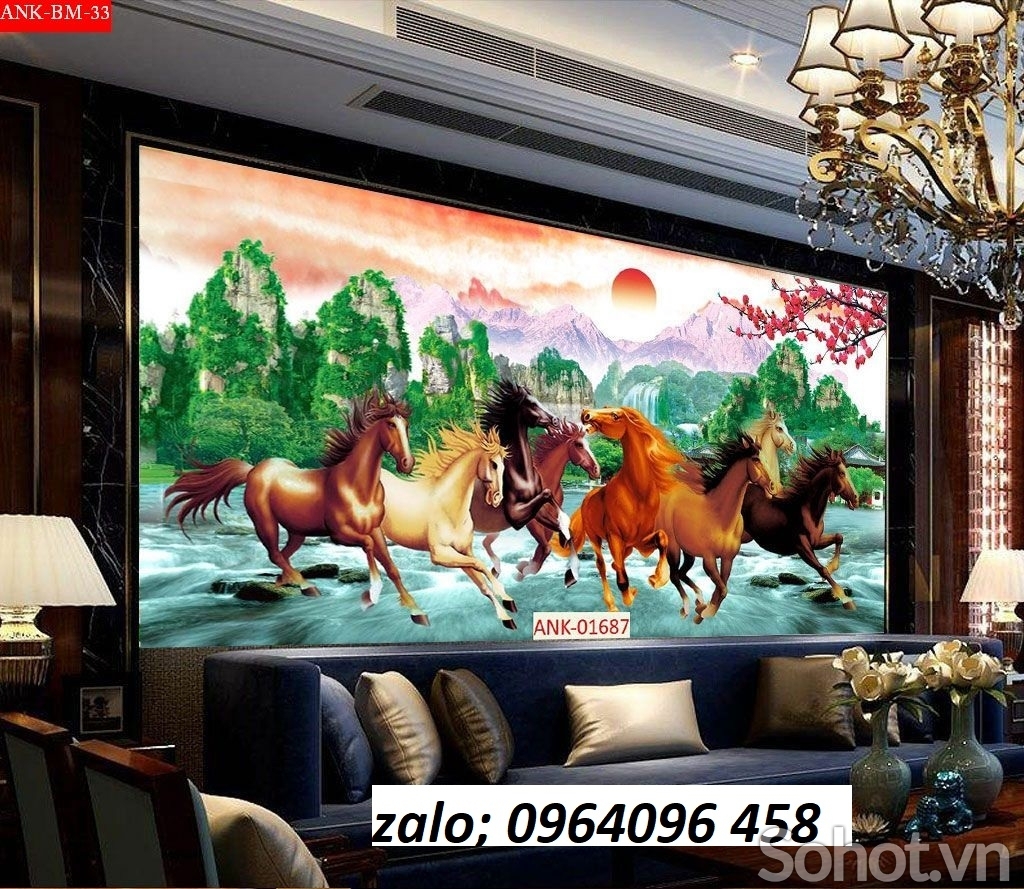 Tranh gạch 3d bát mã - HCX33