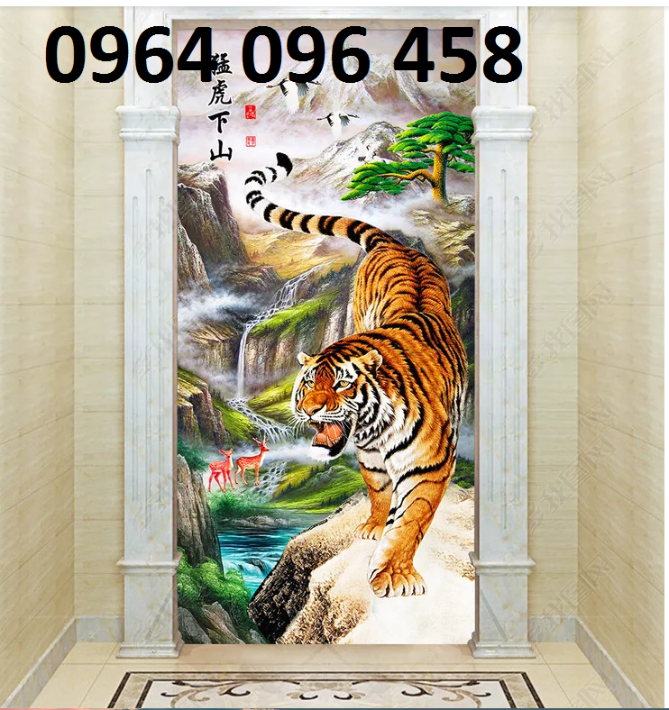 tranh hổ 3d phong thủy - gạch tranh ốp tường 3d - SND4