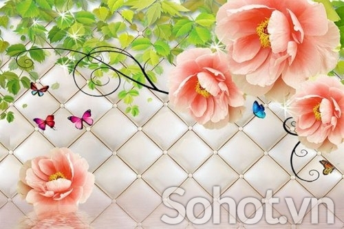 Tranh gạch 3d ốp tường mẫu hoa hồng - KMM87