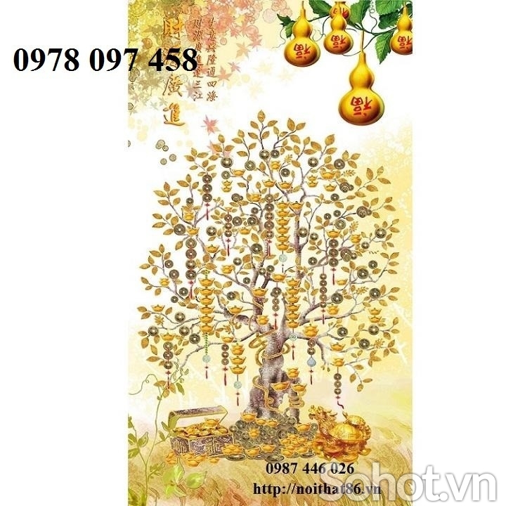 Gạch tranh 3D - tranh cây kim tiền tài lộc