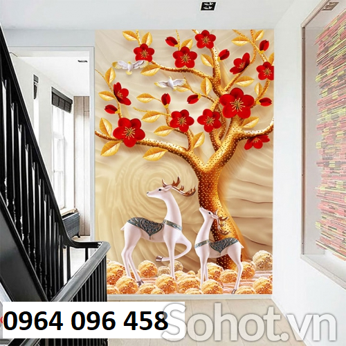 Tranh 3d trang trí phòng khách - tranh gạch 3d ốp tường - HCX3