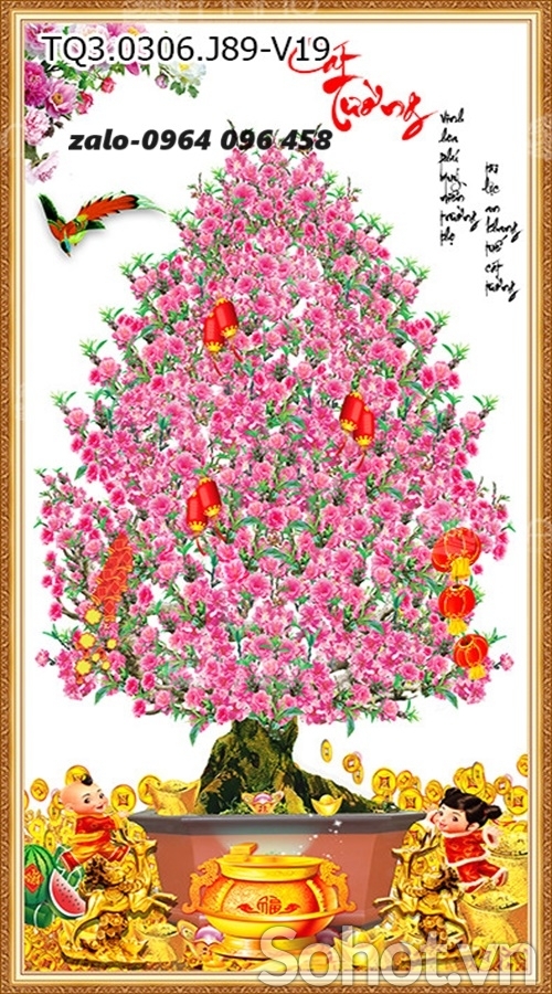 Tranh gạch 3d hoa đào - VCX678