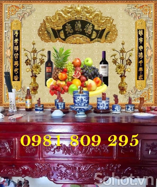 Tranh gạch, tranh câu đối phòng thờ NDFF5