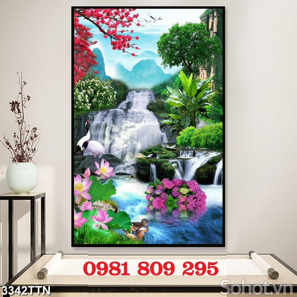 Gạch tranh sơn thủy , gạch 3d