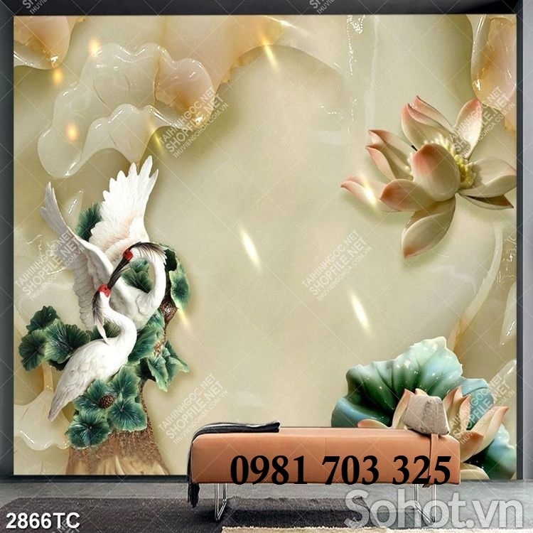 Tranh con hạc, gạch men 3D
