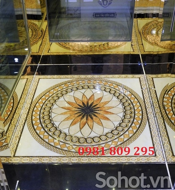 Gạch thảm sàn cầu thang - gạch hoa vàng