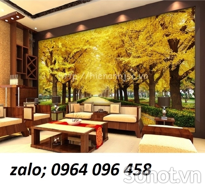 Tranh gạch 3d rừng cây lá vàng - XNV68