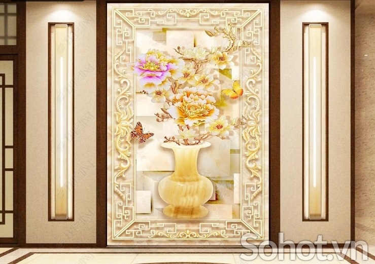 Tranh gạch 3d mẫu bình hoa - HCCC54