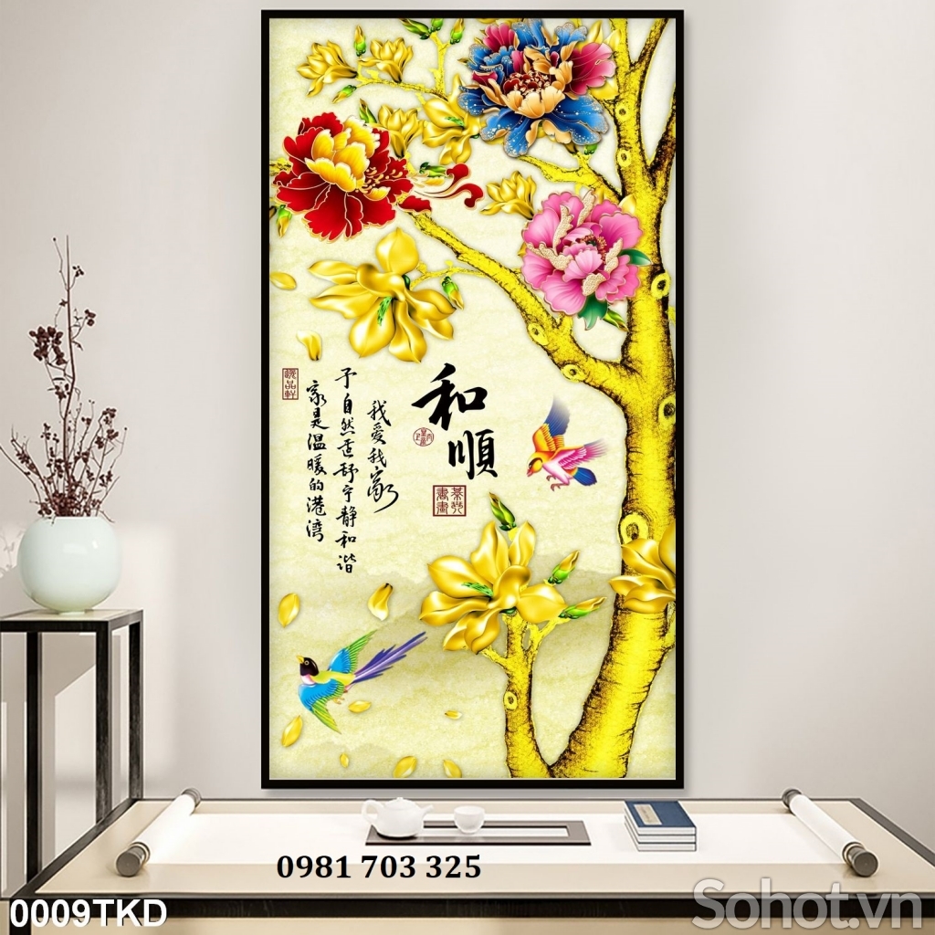 Tranh gạch 3D khổ đứng đẹp