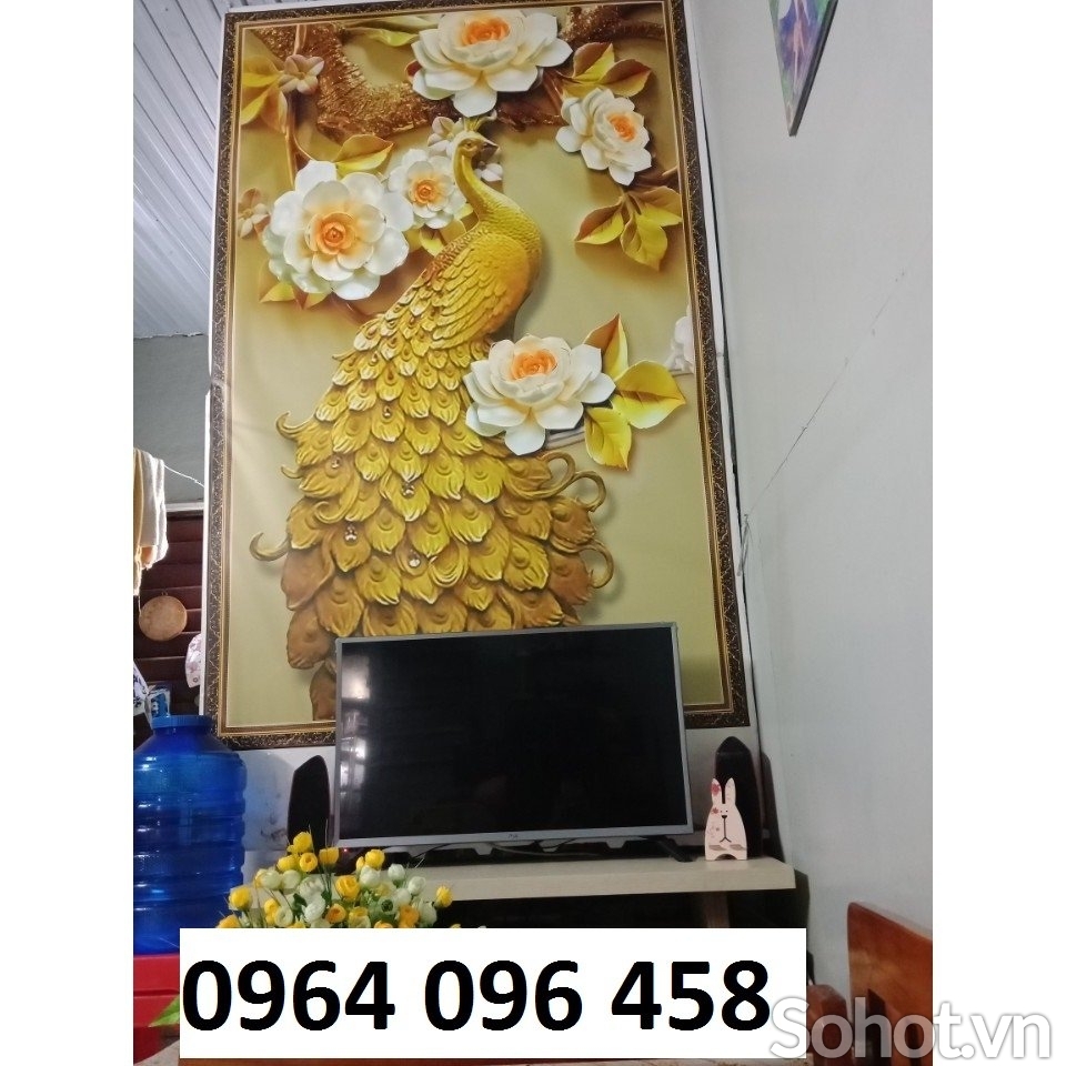 Tranh chim công 3d - tranh gạch 3d chim công - MKKKF4