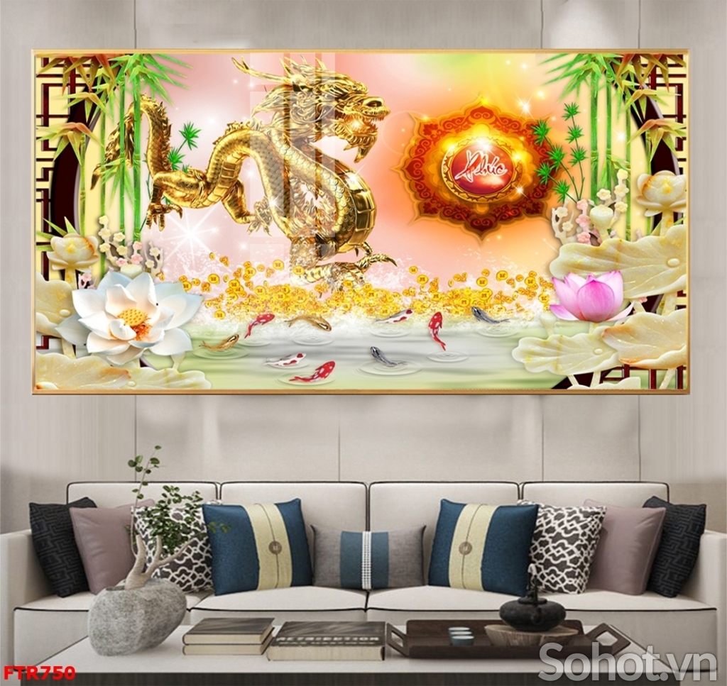 Gạch tranh đẹp rồng phượng 3D
