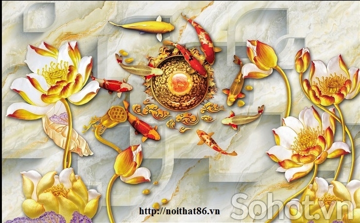 Gạch 3d tranh gạch men hoa sen HP9822