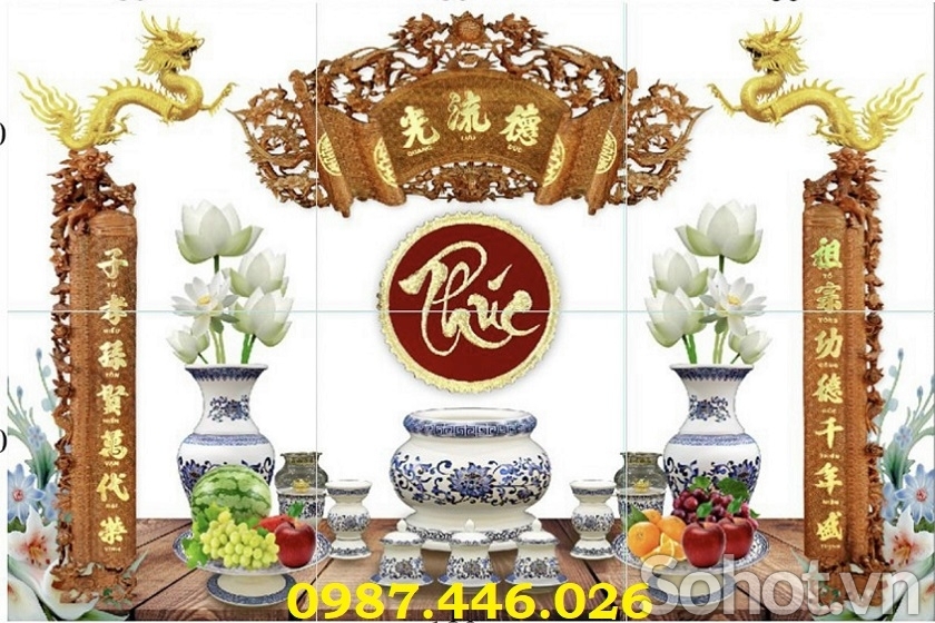 Gạch tranh phòng thờ, tranh ốp tường HP0822