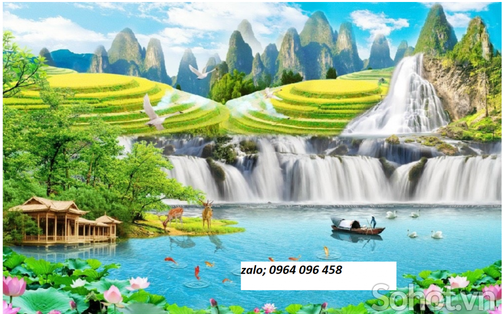 Gạch tranh 3d phong cảnh phong thủy - CMN422