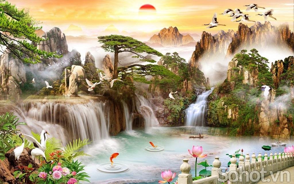 Tranh gạch 3d phong thủy phòng khách - HDSS32