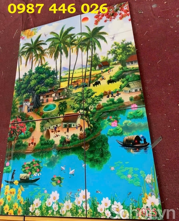 Gạch 3d tranh gạch làng quê Hà Nội