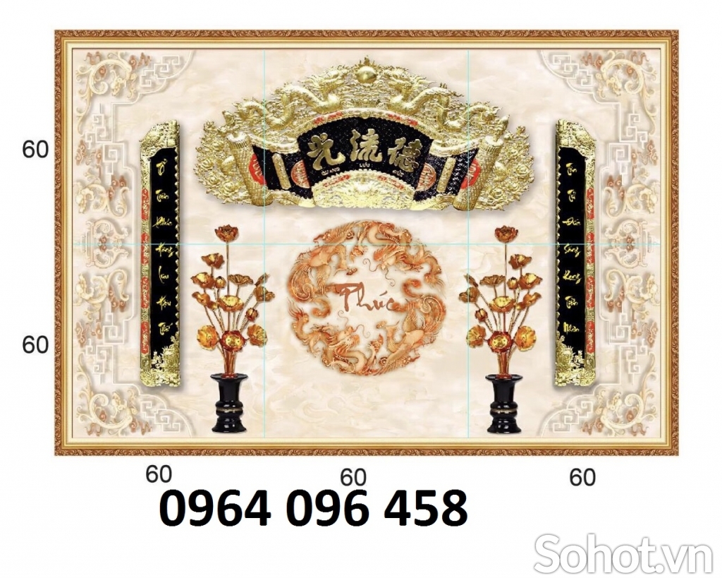 Tranh gạch 3d câu đối phòng thờ - ANBV5