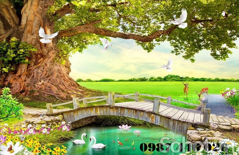 Gạch tranh 3d thiên nhiên 3d HP08283