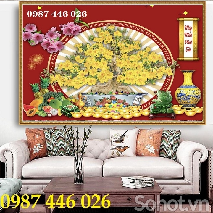 Tranh gạch men mai vàng HP9384`