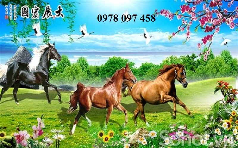 Tranh bát mã - tranh gạch