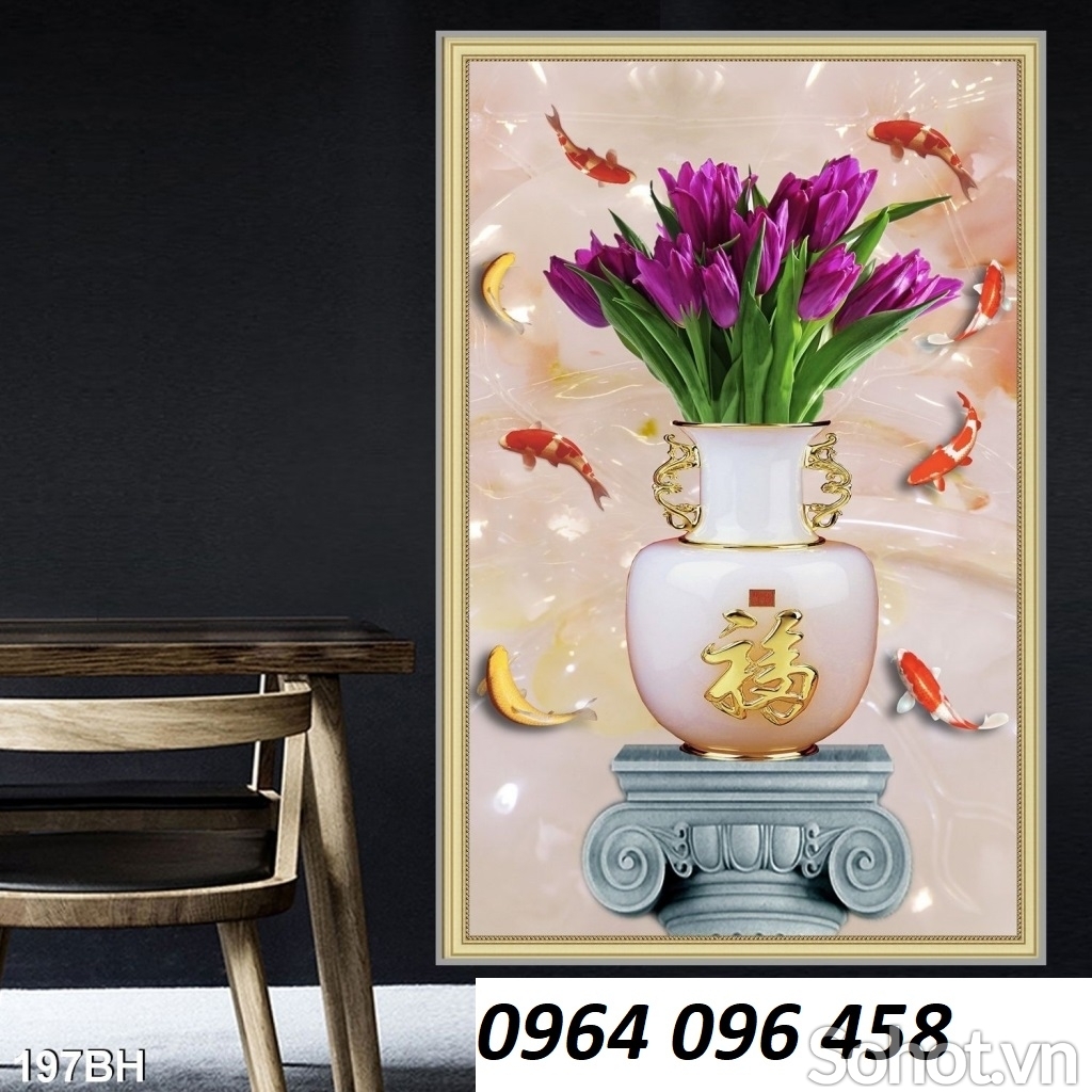 Tranh gạch 3d bình hoa - FHKK6