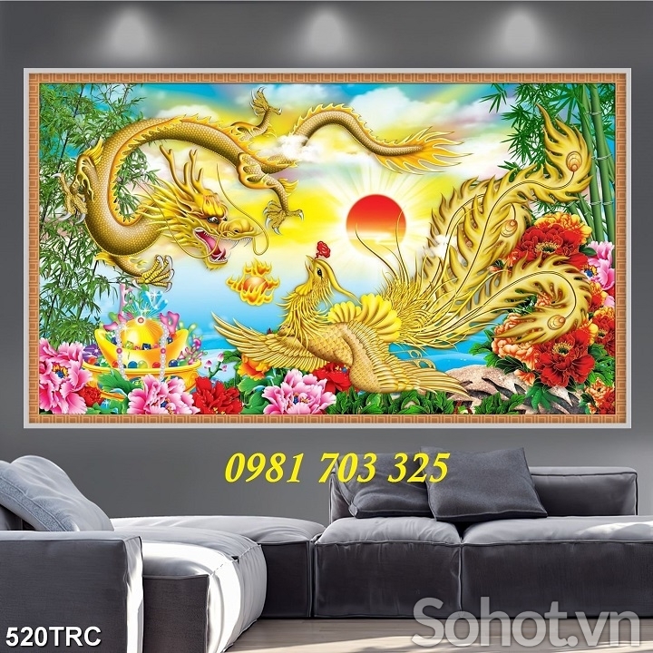 Tranh gạch long phượng phong thủy đẹp