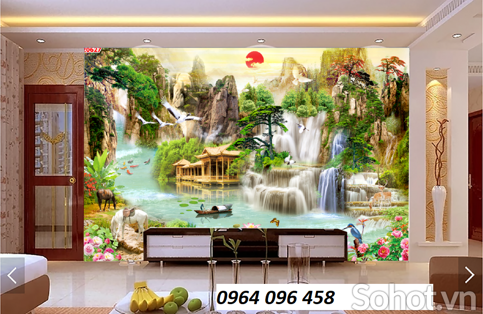 Tranh gạch 3d ốp tường phòng khách - 098MN