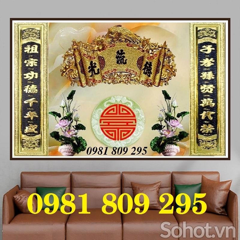 Tranh gạch phòng thờ HN755