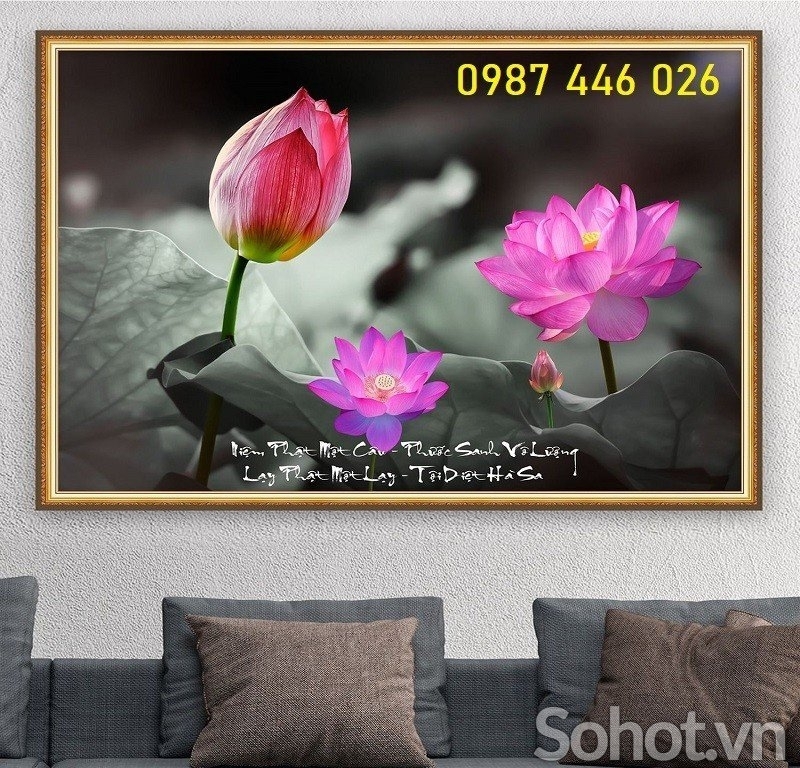 Tranh gạch hoa sen 3d