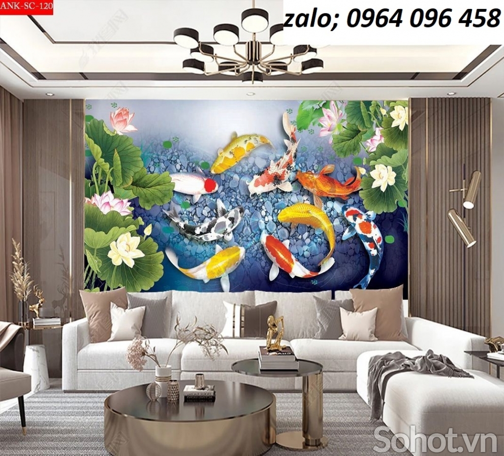 Tranh gạch 3d cá chép phong thủy - MXVC3