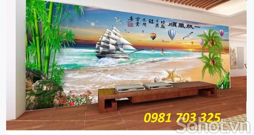 Tranh gạch men 3D thuận buồm xuôi gió