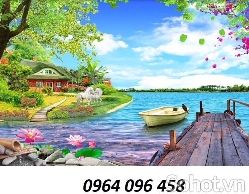 tranh cảnh đồng quê 3d - tranh gạch 3d ốp tường - CDCX444